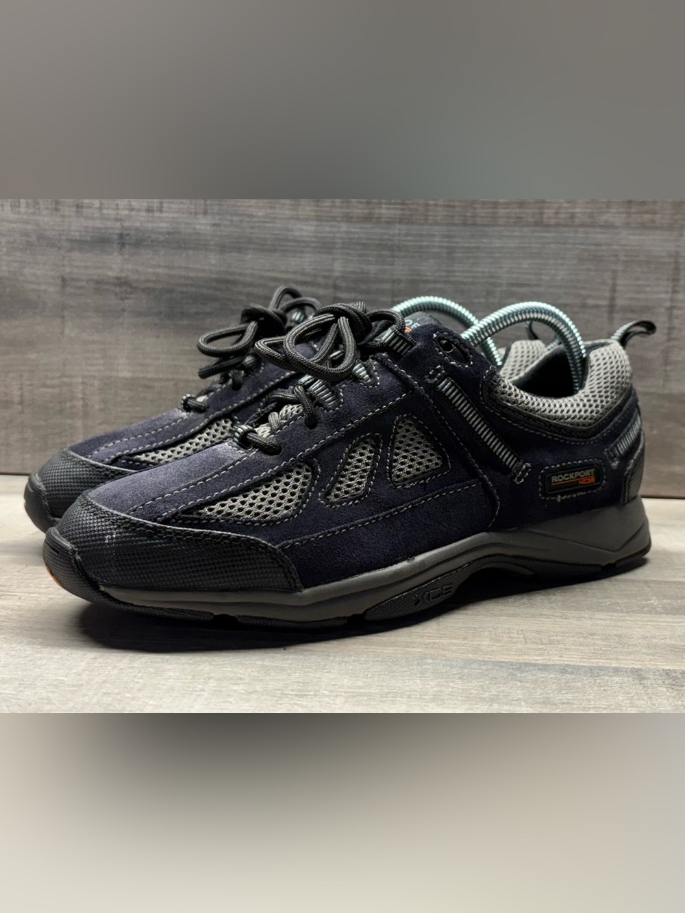 Rockport XCS Jelena Womens 7 M Navy Gray Suede Mesh Walking Trail Shoes K59769